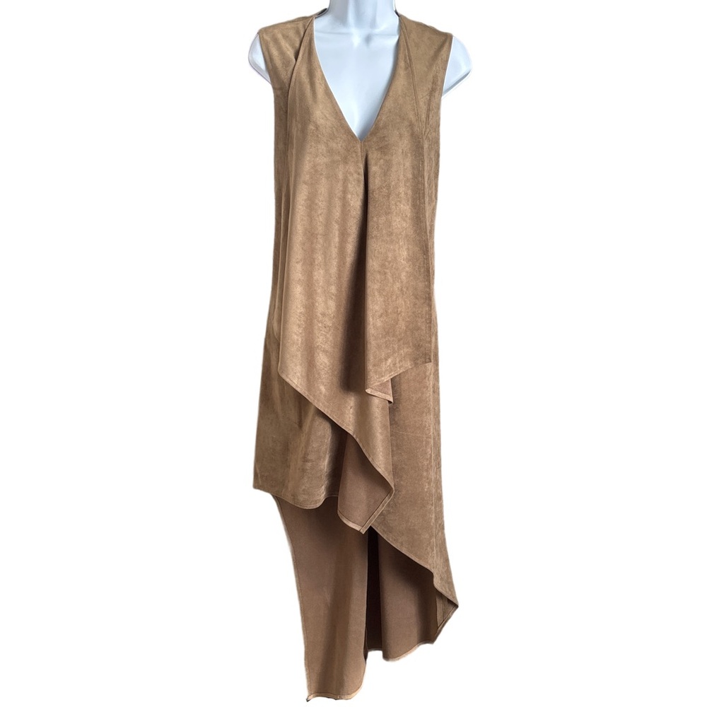 BCBGMaxAzria | Faux Suede Asymmetrical High Low Dress - Picture 3 of 8